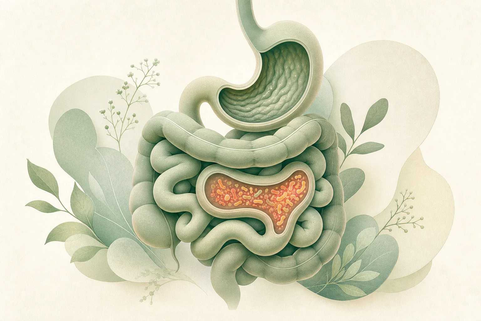An illustration of the digestive system for SIBO Plate